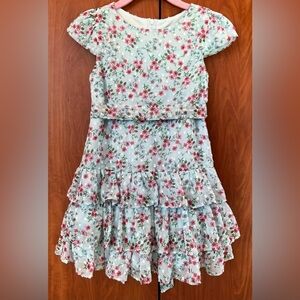 Rare Editions - Floral ruffle cap sleeve dress (Size 5T)